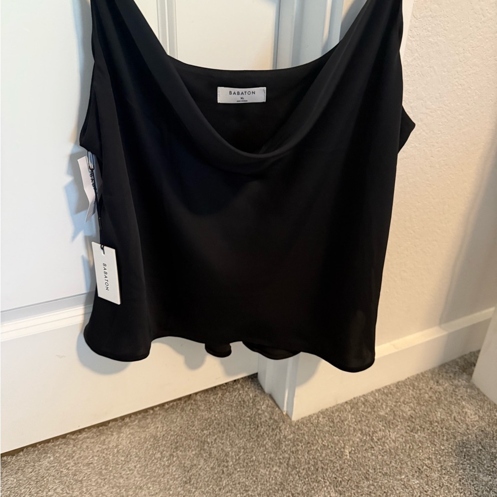 Babaton Black Camisole Top with Cowl Neck